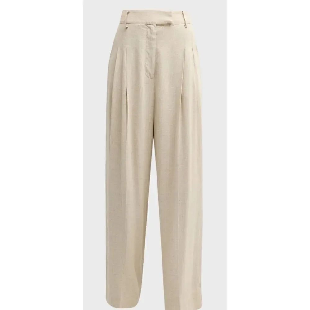 By Malene Birger Cymbaria Wide-Leg Pleated Pants in Undyed NWT Size 42/ US 10